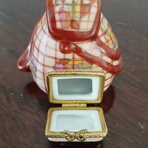 Hand-painted Porcelain Hinged Trinket Limoges Box Backpack